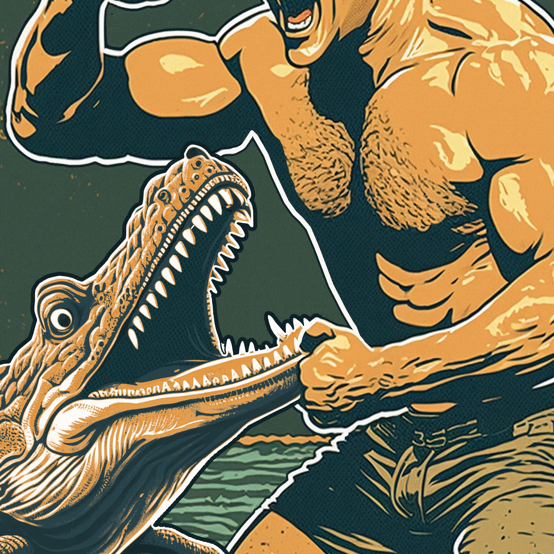 Crocodile Wrestle - A2 Premium Matte Poster