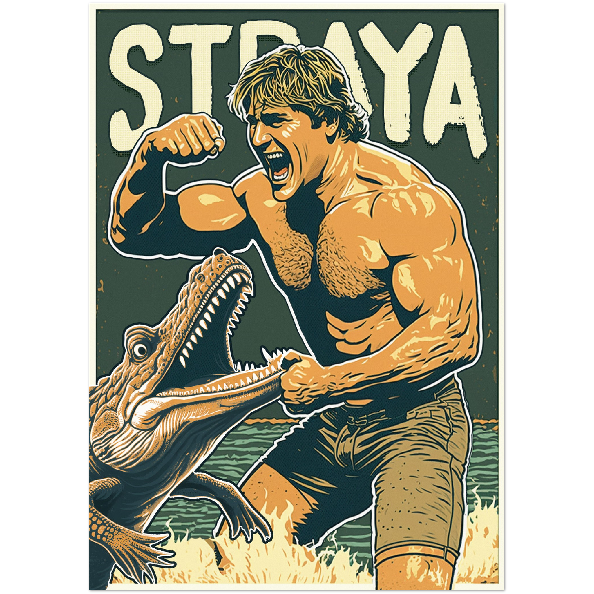 Crocodile Wrestle - A2 Premium Matte Poster