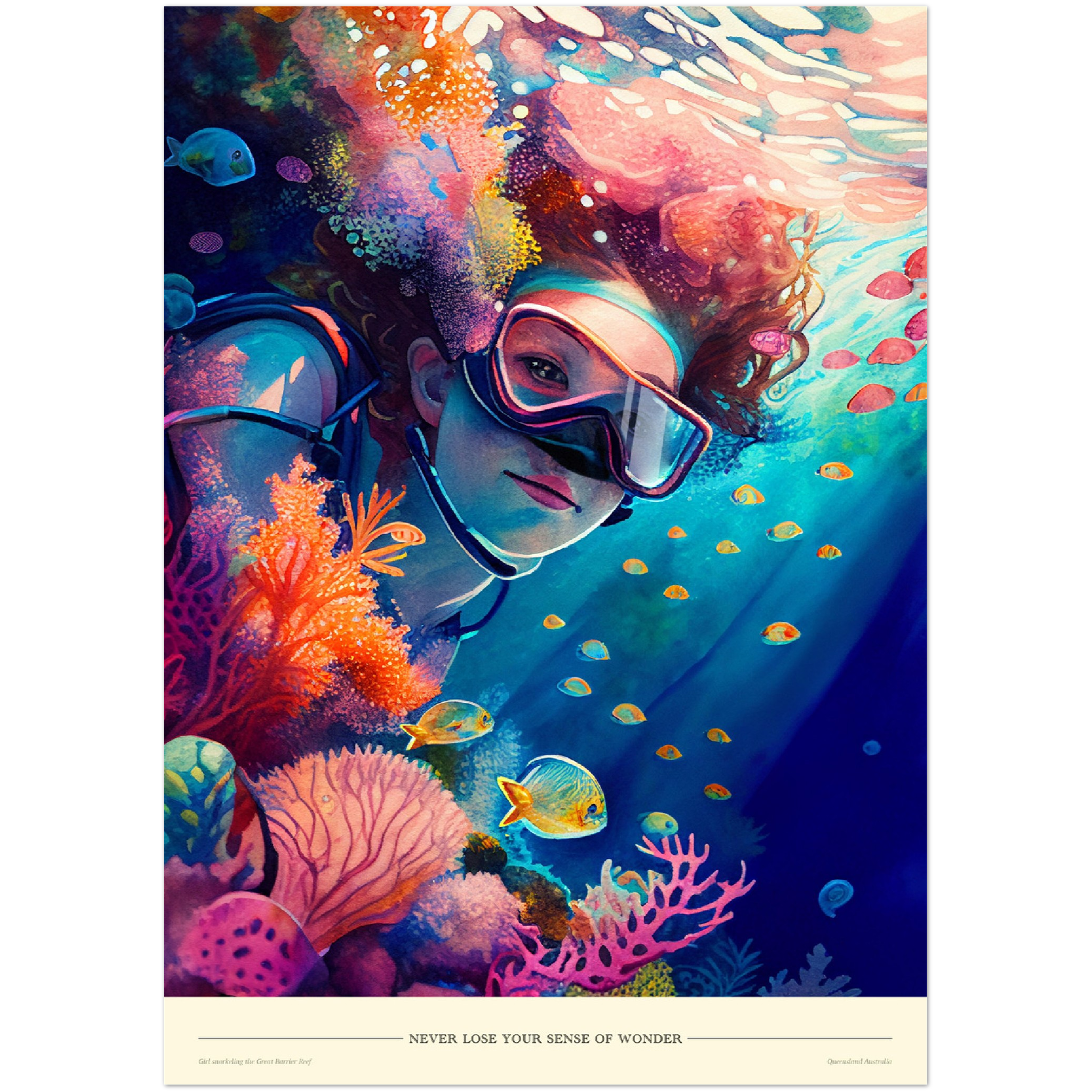 Great Barrier Reef Girl - A2 Premium Matte Poster